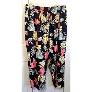 Vintage Sun Bay Cotton Plus 1X Multicolor Pull-On Cropped Pants 22" Inseam